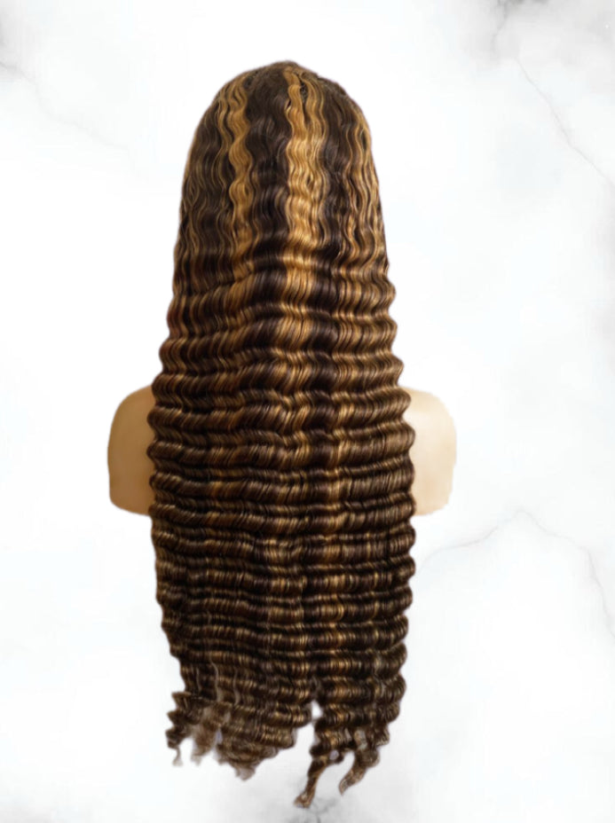 Honey Brown Highlighted Wig 200% Density High Quality