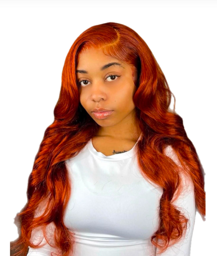 Orange Ginger HD Lace Front Wig Human Hair 200% Density